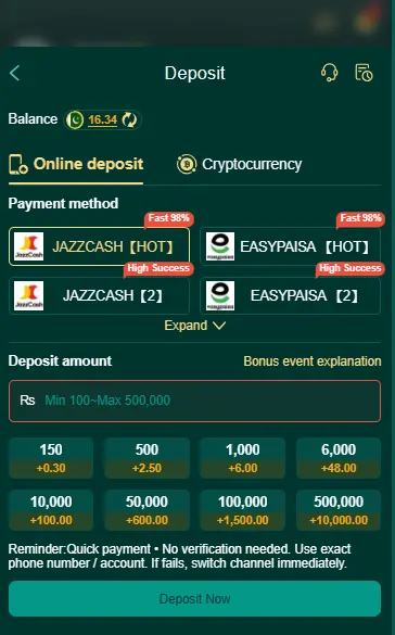 JJ77 Game deposit