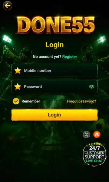 Done55 Game Registration and Login process