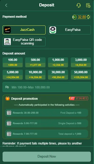 UK777 Game Deposit method 
