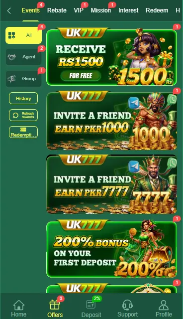 UK777 Game bonuses  and rewords 