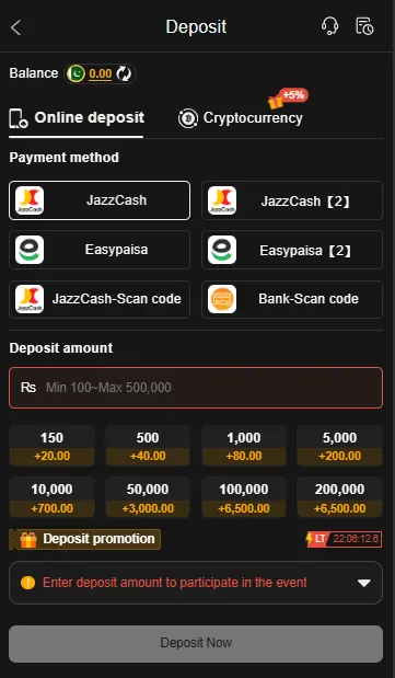 P999 Game deposit method 