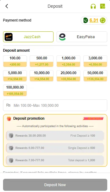 VH777 Game deposit